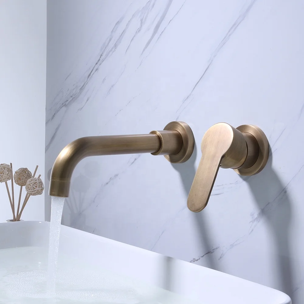 Copper Concealed Basin Tap Black Pre-Buried Wall Mounted Wash Basin Faucet Mixer Hot Cold Water Embedded for Laundry