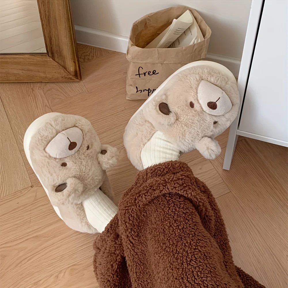 Custom Animals Fluffy Novelty Slippers Kawaii Cartoon Slip Soft Sole Plush Animals Slippers