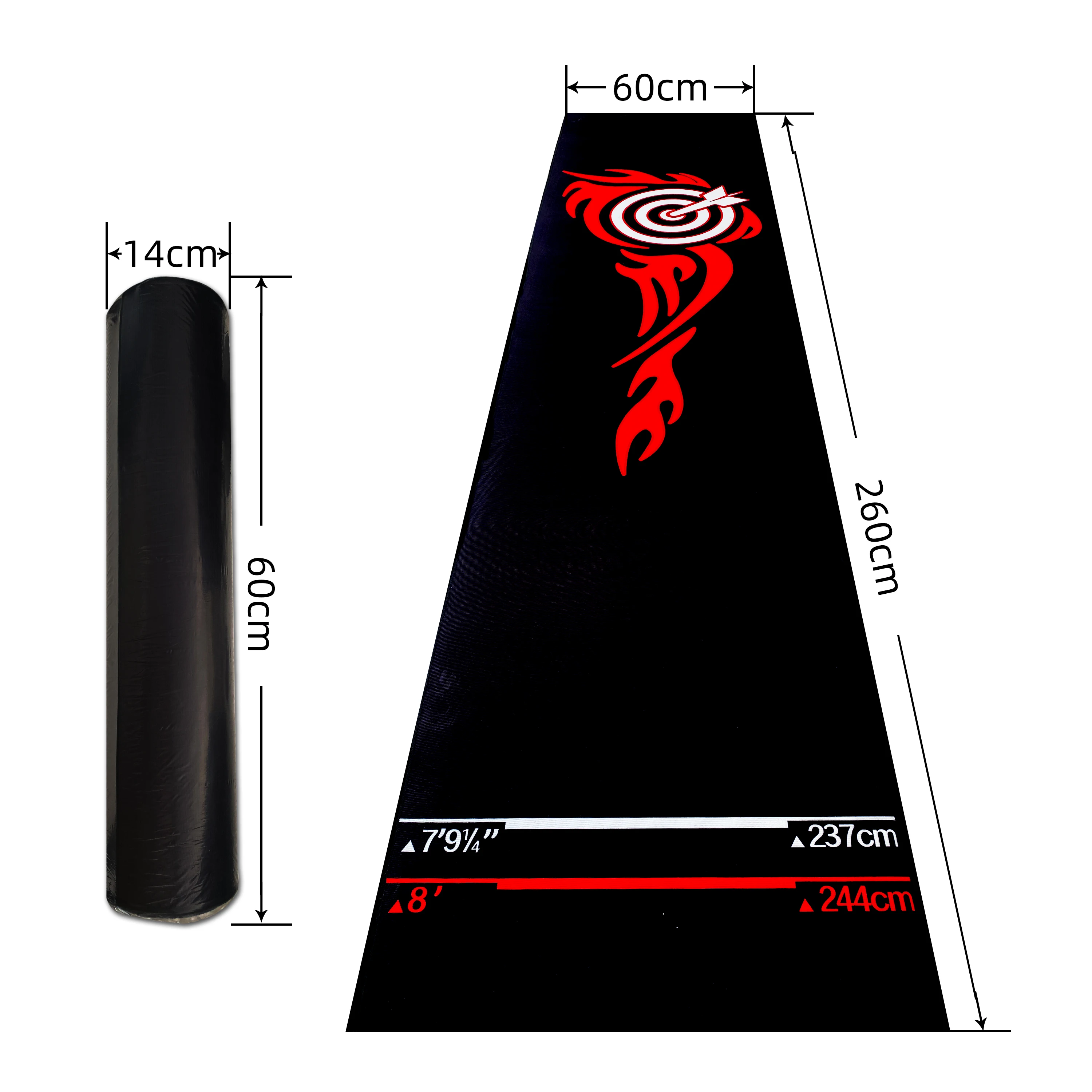 NO LOGO 60cm Width 260cm Length With Start Lines Professional Dartboard Accessory Rubber Dart Board Mat