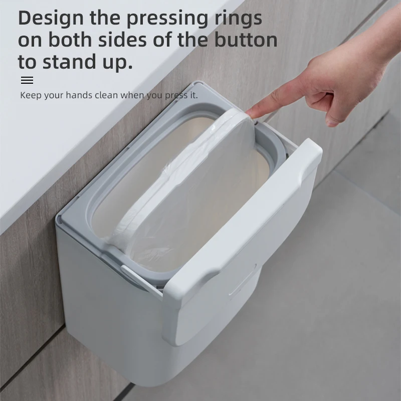 Household Kitchen Cabinet Door Hanging Trash Can Waste Storage Bucket