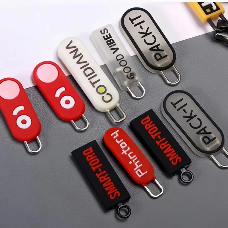 Manufacturers custom color cartoon soft offset printing word drop plastic soft glue pull sheet silicone zipper pull