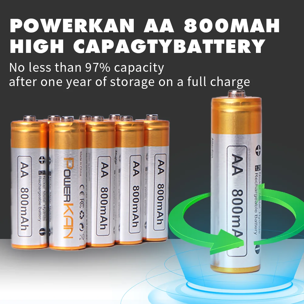 Nimh Digital Battery High Capacity 800mah 1.2V AA Rechar 3.7V Laptop Notebook RECHARger Stock 12 Months Aa800-new1