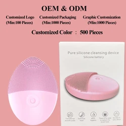 OEM high frequency rechargeable deep cleaning face scrubber brush silicone facial cleansing brush