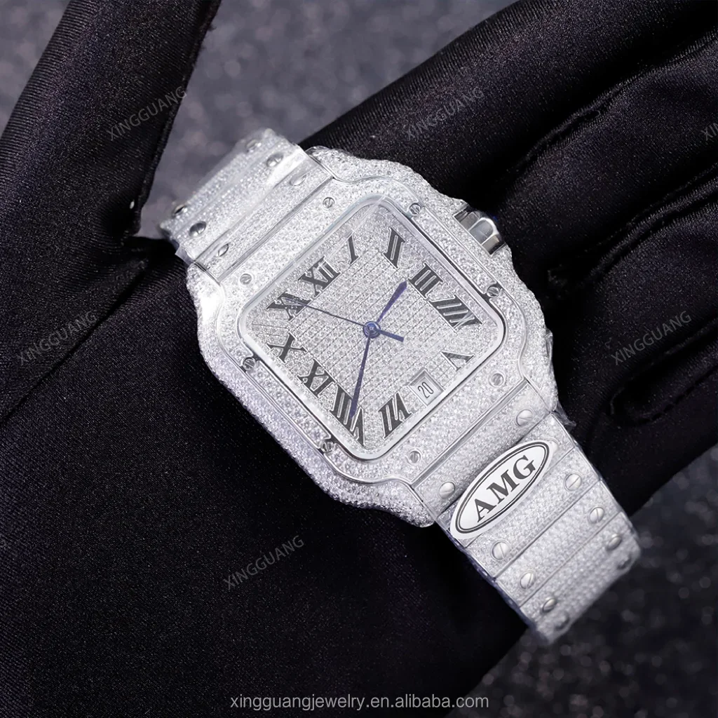 Hot Sale Brilliant Cut VVS Moissanite Watch Hip Hop Diamond Watch Luxury Collection Automatic Diamond Watch For Gift