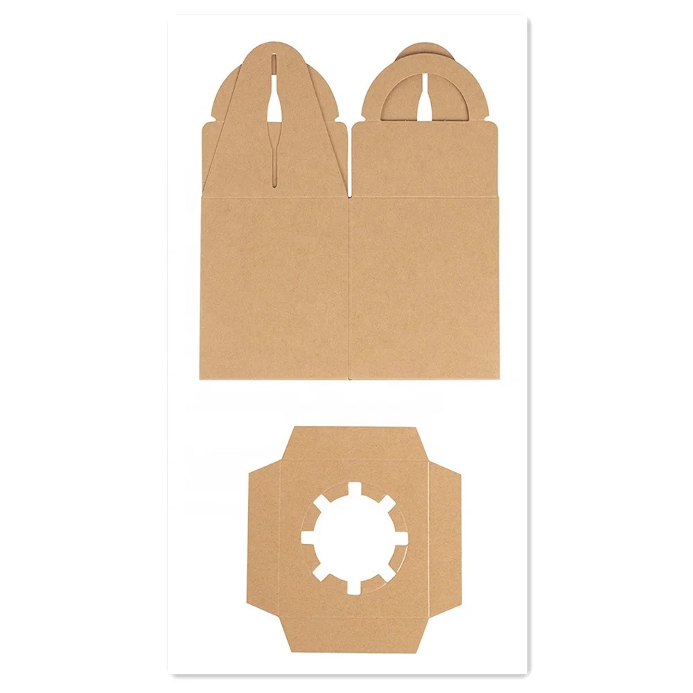 Kraft Paper Cupcake Boxes Single Bakery Box Packaging with Clear Display Window Insert and Handle Pastry Carrier Treat Boxes