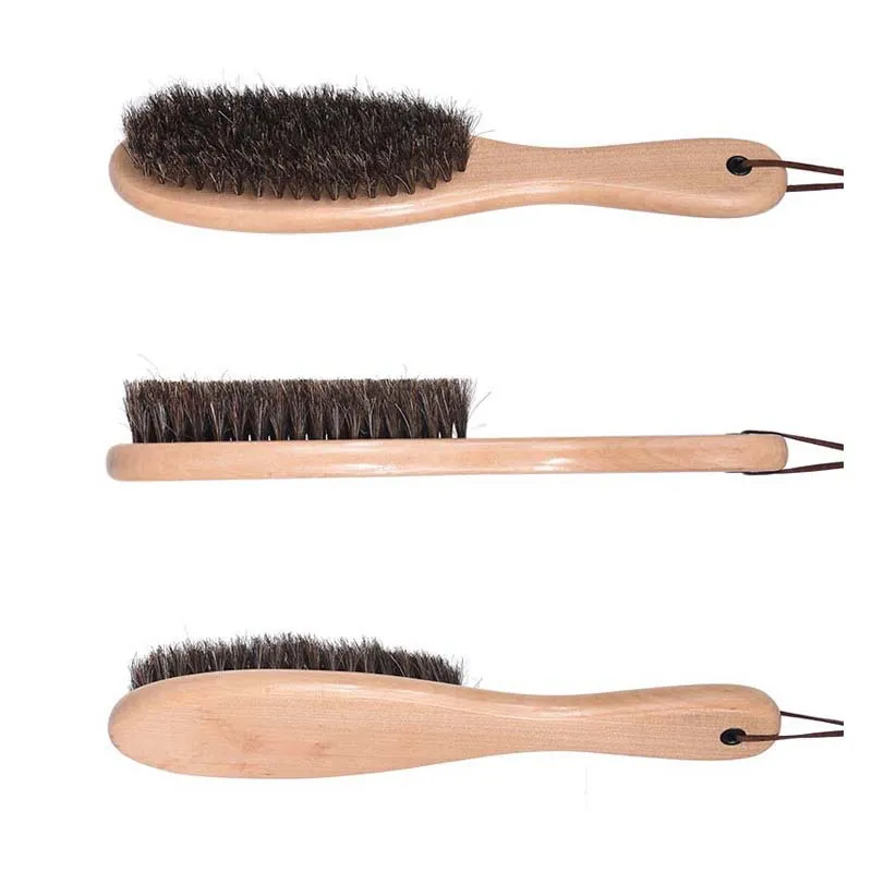 Black horse hair coat and hat brush lint remover quality animal hair cleaning brush body nail brushes