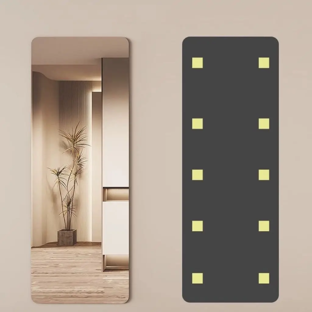Hd square rectangle waterproof and unbreakable acrylic mirror panel wall decoration full-length sticky mirror