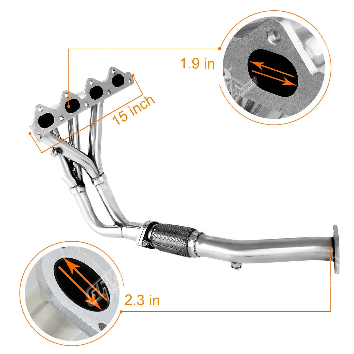 stainless steel exhaust header for Hyundai Tiburon 97-03