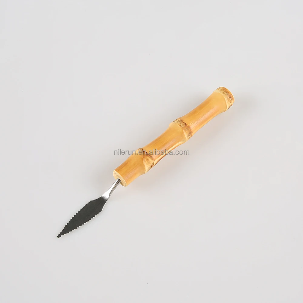Art Tools Artist Unique Handmade Natural Bamboo Root Wood Wooden Handle Painting Palette Knife for Oil Paint Canvas