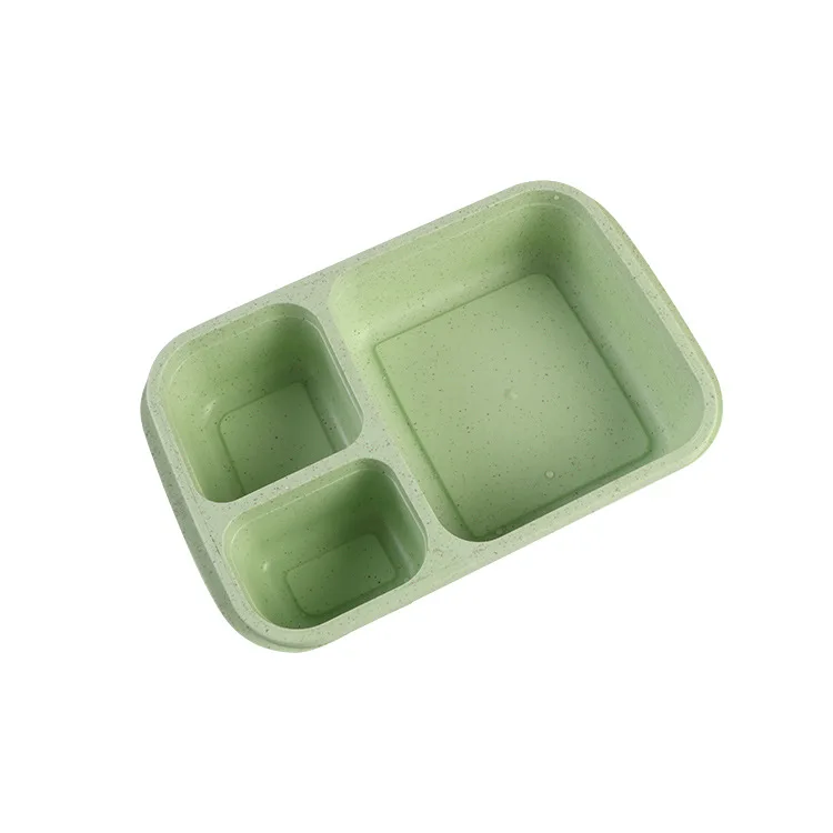 Wheat Straw Divider Lunch Box Student Office Dining Hall Plate Outdoor Portable Tableware Set Bento Box