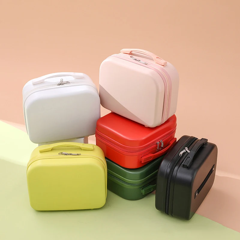 Candy color cute custom makeup bag suitcase plastic storage box mini travel suitcase with handle