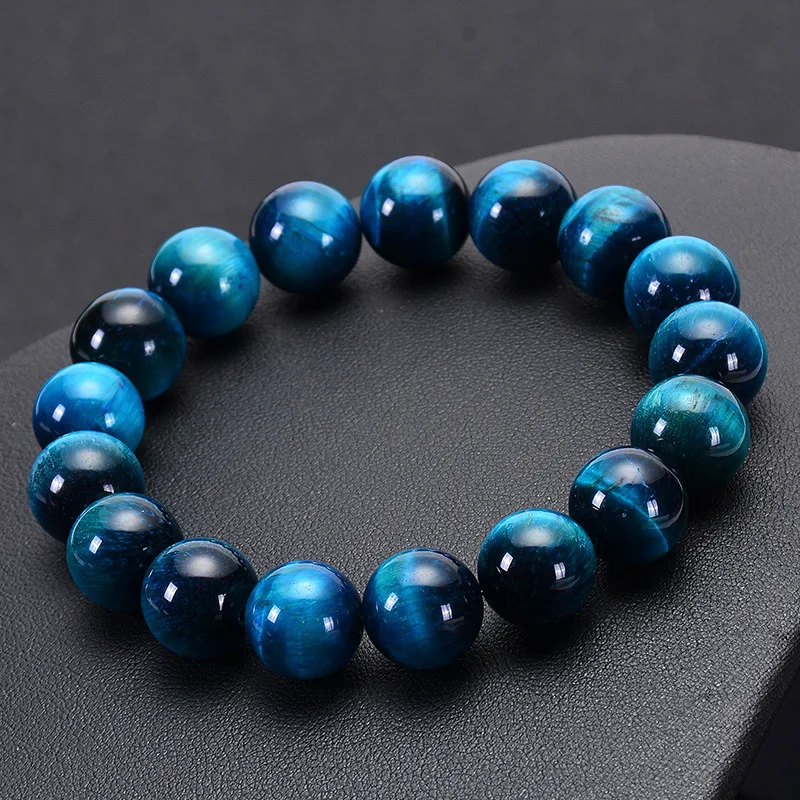 High Quality  Nature Stone Blue Tiger Eye Jade Bead Bracelet For Men Women