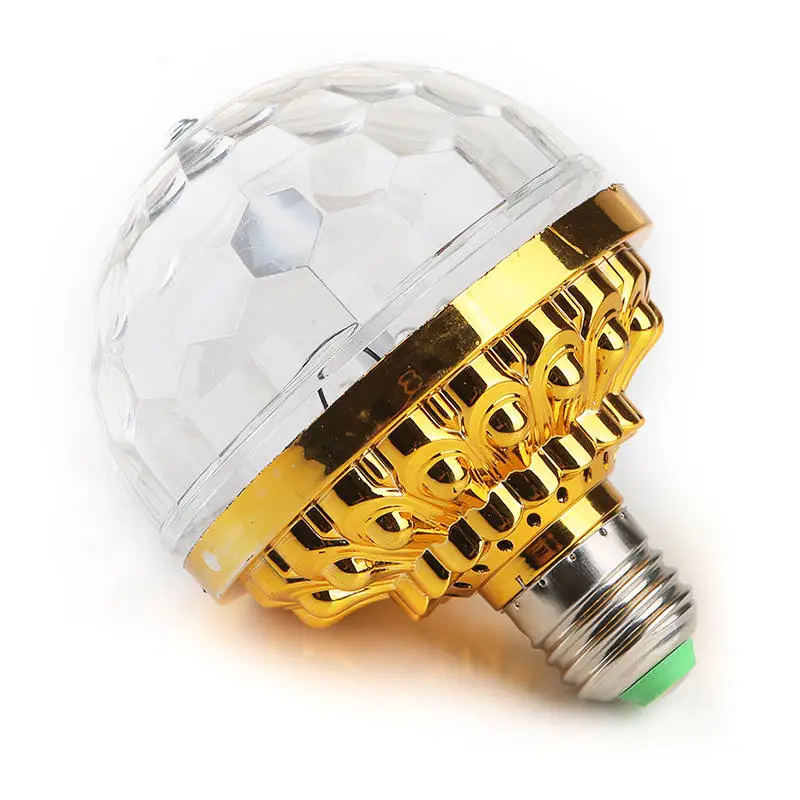 Neon Color Rotary Disco Ball Light E27 Crystal Magic Lamp 3W Colorful Projection Lamp DJ KTV Bar Mini Move Head Stage Light