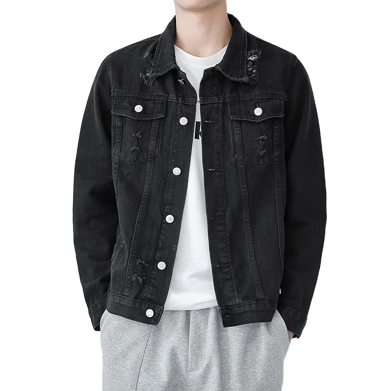 New Arrival Fashion Denim Jacket Wholesale Washed Custom Blue black Men Denim Jean Jackets