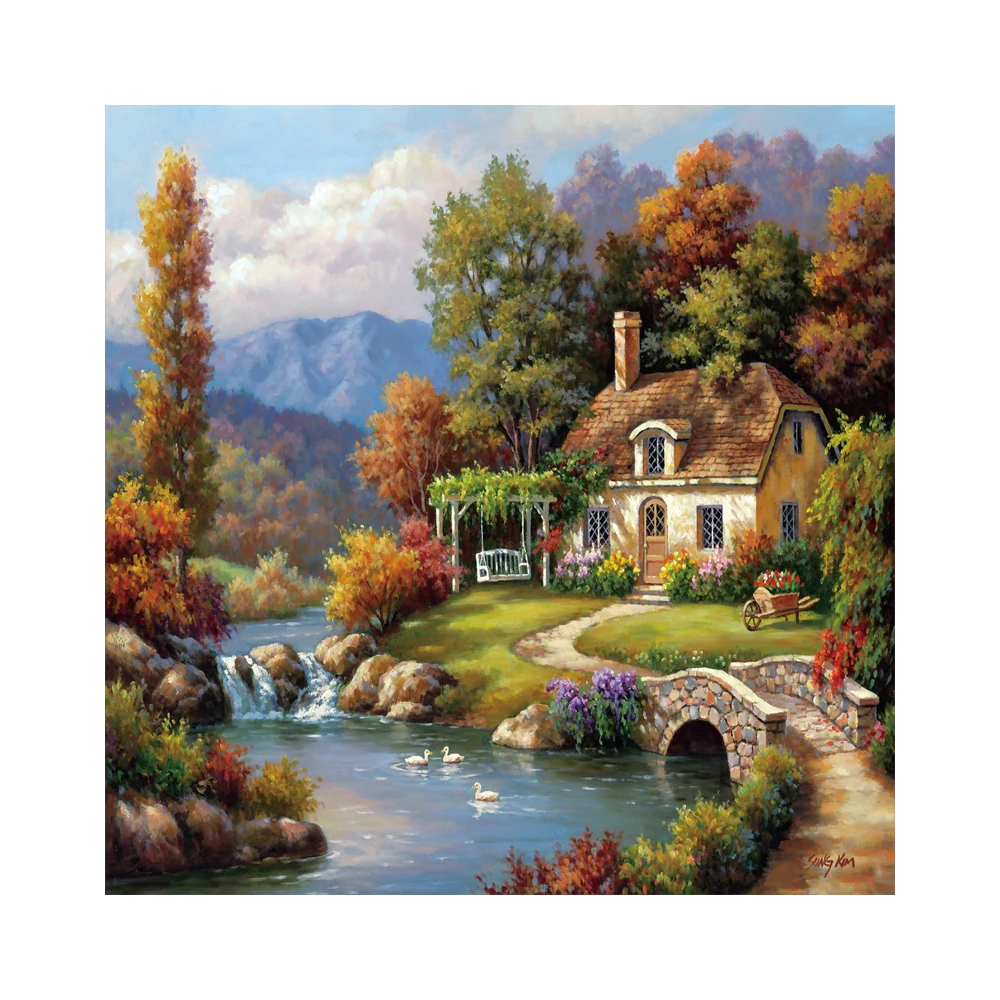 frames wholesale  48x48  wooden landscape painting  picture photo frame  for decoration