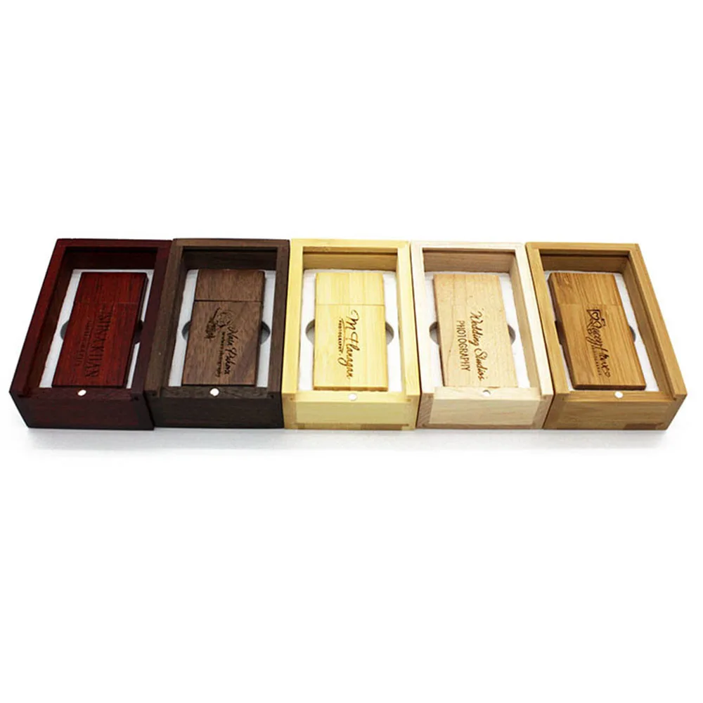 Heart Shape Printing Wedding Pattern Wooden Custom Usb Stick with Wooden Box Pendrive
