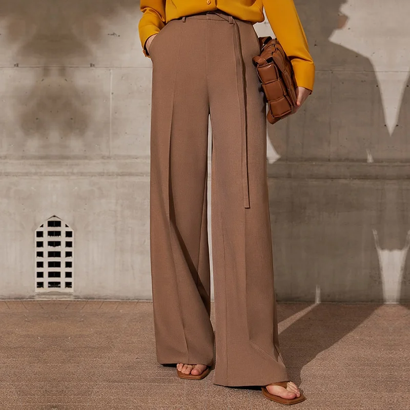 MANNI Women's Winter Wear Elegant Office Ladies Straight Pants Zipper Trousers Formal Trousers for Women