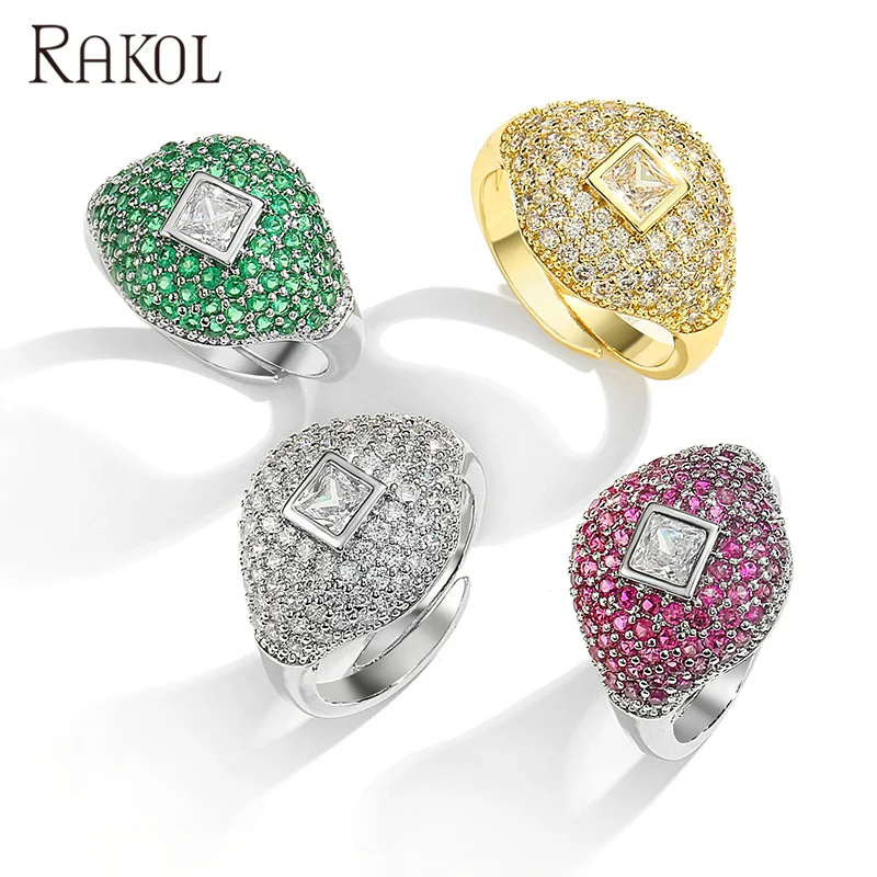RAKOL RP2152 класса люкс обручальное кольцо для женщин 18K позолоченный металлический камнями циркония с 925 стерлингового серебра из