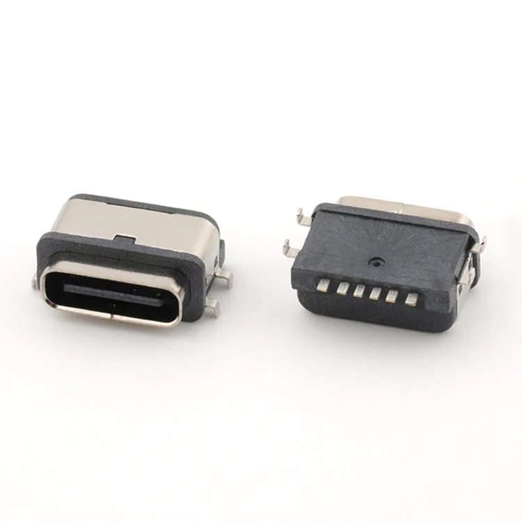 Mid Mount 6 Pin IP67 USB Type C Waterproof Female Socket Connector