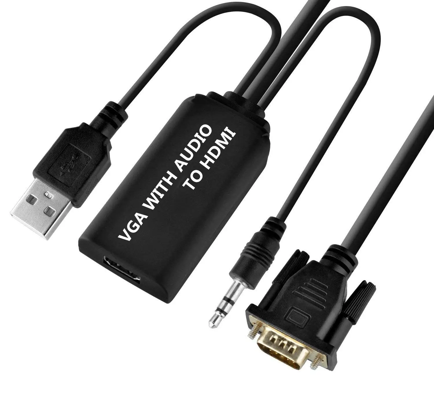 VGA to HDMI Adapter VGA2HDMI Audio Video Converter Cable with 3.5mm Audio for HDTV PC Projector