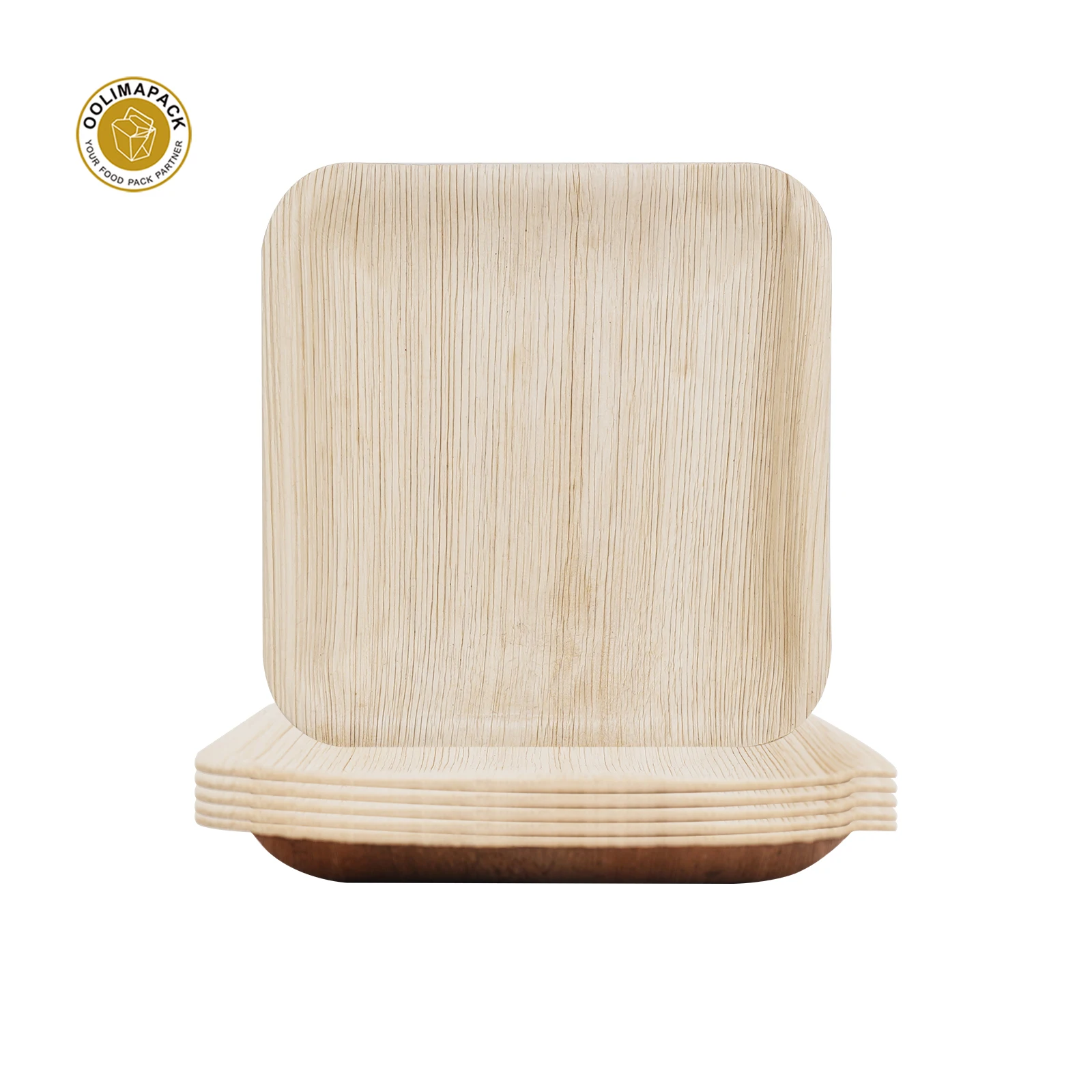 OOLIMA Eco Friendly Bamboo Plates Set Round Spare Disposable Palm Leaf Compostable Disposable