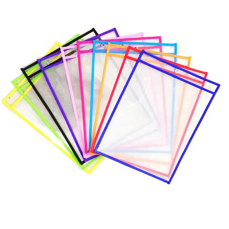 
Best Selling Teacher Supplies Colorful Transparent Custom PVC Material Dry Erase Pockets 