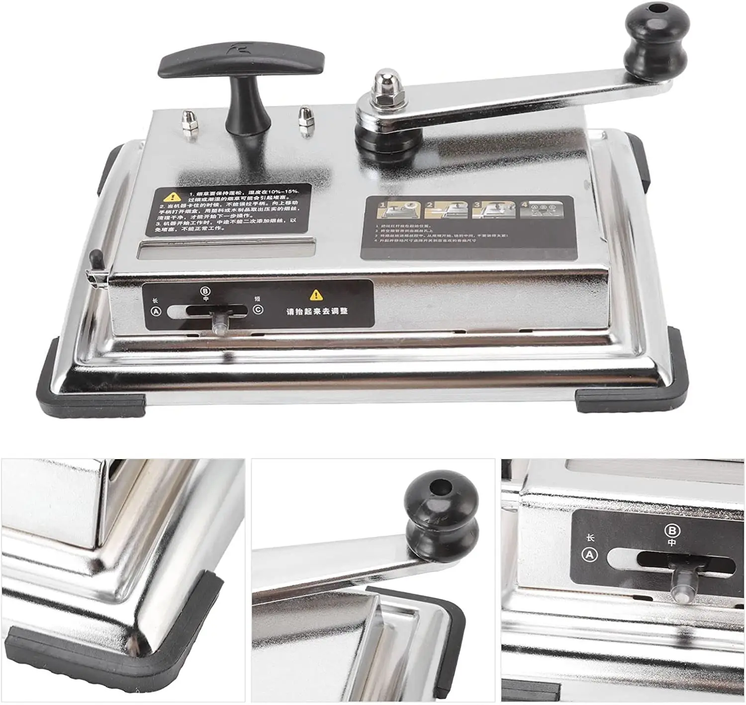 Cigarette Rolling Machine, Bidirectional Tobacco Injector Machine Stability Non Slip Base Eco Friendly for Home (Silver 8mm/0.31