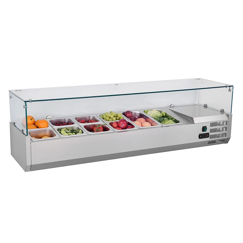 Professional Air Cooled Pizza Spreader Fresher Commercial Salad Bar Refrigerator Fruit Table