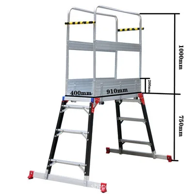 Mobile portable fiberglass ladder with safety fence workbench scaffold electrician insulated herringbone ladder