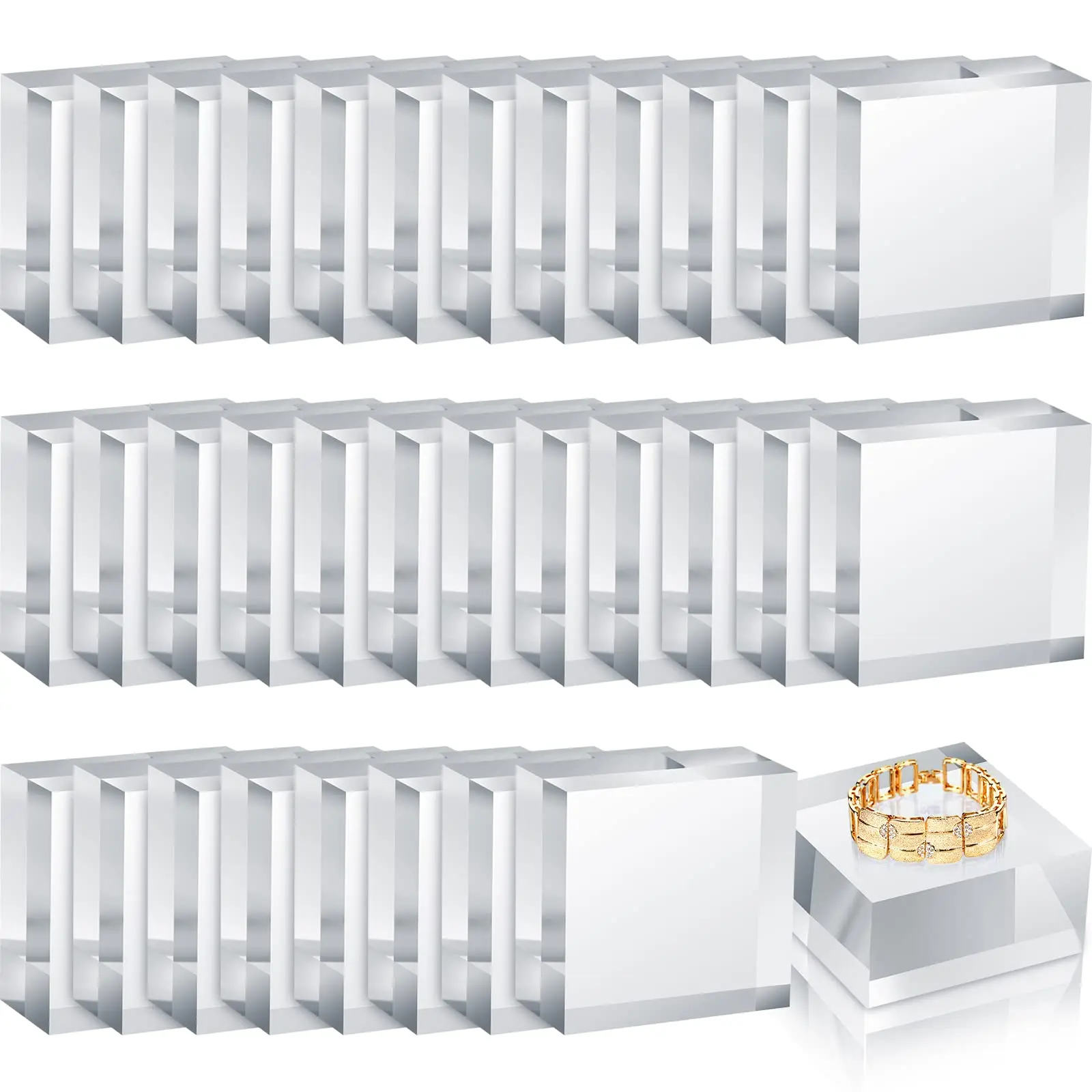 Wholesale 2x2x1 Inch Clear Square Display Block Polished Acrylic Cube Jewelry Display Holder Base Stands