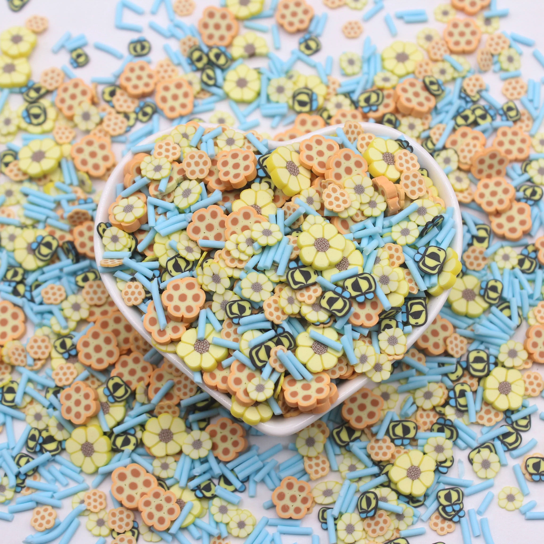 1KG/Bag Halloween Series Honeycomb Mixed Bee Sunflower Polymer Clay Slices with Long Candy Sprinkles DIY Slime Accessories