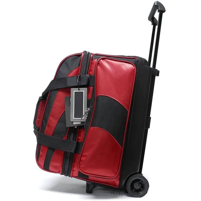 Double Roller 2 Ball Bowling Bag with Large Separate Compartment for Bowling Shoes (Up To US Mens Size 15) or Accessories