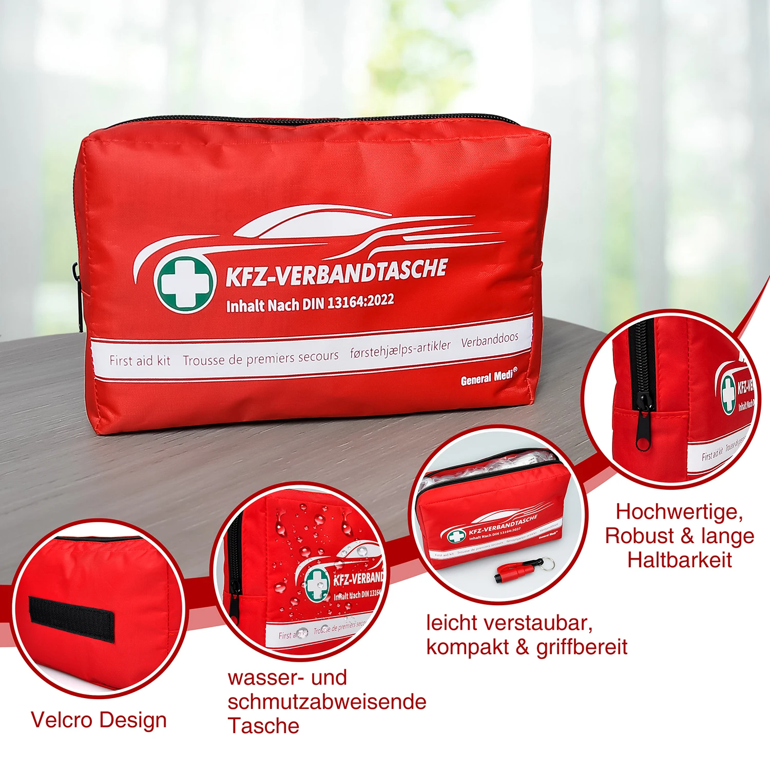 DIN13164  Car First Aid Kit Car Emergency Rescue Kit Wholesale Roadside Emergency Tool Kit
