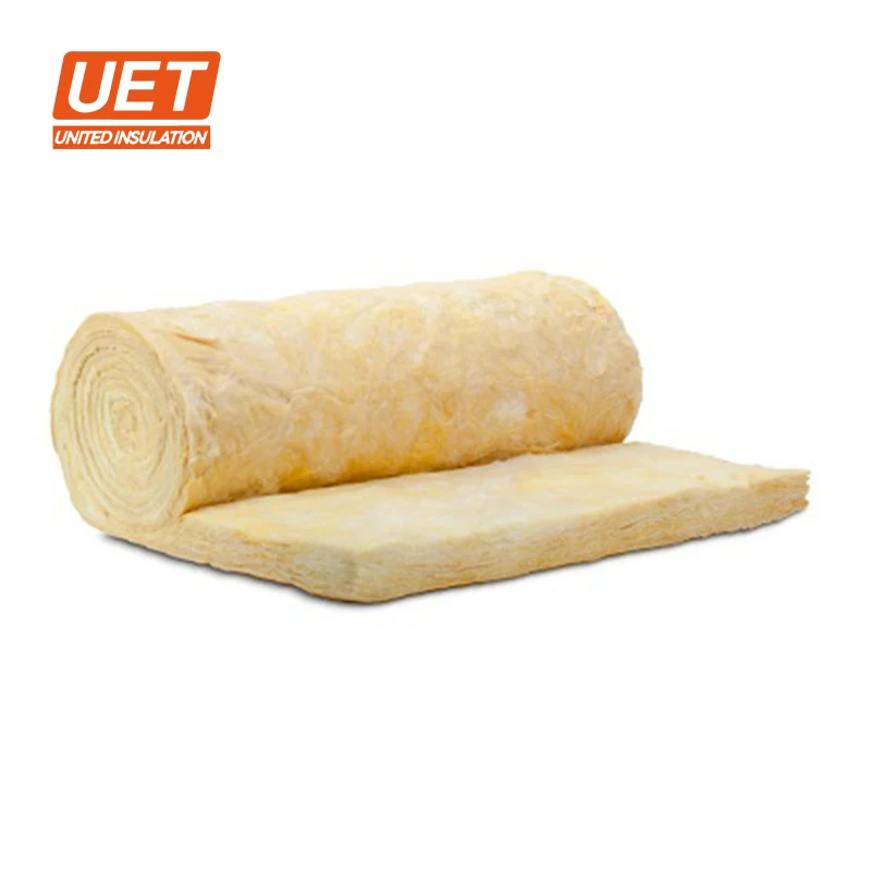 UET Wall or roof thermal Insulation with aluminum foil veneer glass wool blanket or roll or fiberglass wool coil felt