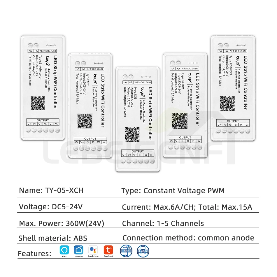 WiFi Tuya Smart LED Dimmer APP Voice Timing Lighting Controller DC 5V 12V 24V 15A for DW CW CCT RGB RGBW RGBCW PWM Strip Light