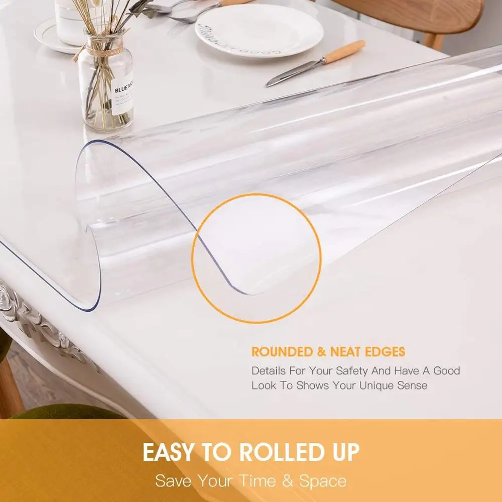 Hot Selling Super Clear Plastic Transparent Table cover Round Tablecloth PVC Sheet Rolls Film