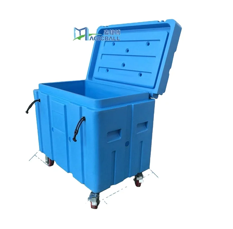 heavy duty insulated dry ice cooler box with lid wheels/dry ice pack box