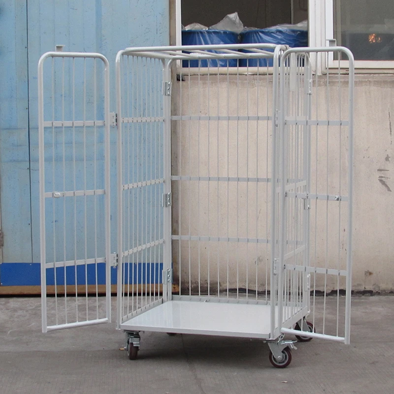 Customized High Quality Trolley foldable cargo factory price warehouse transport steel roll container cage