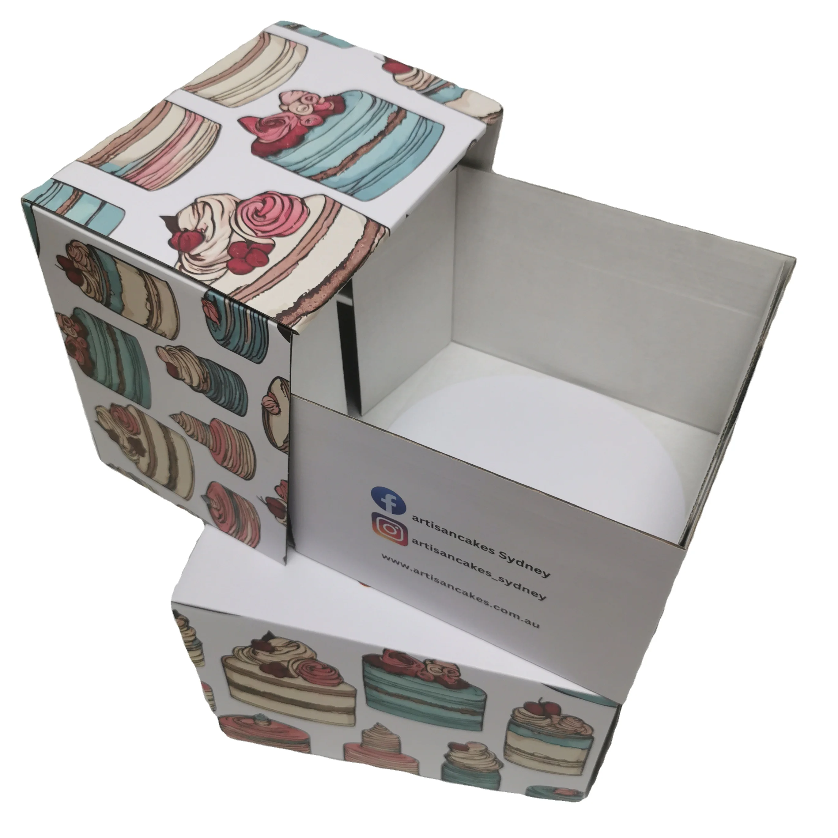 Customization Design Recyclable corrugated Board Customized LOGO Cake Box With cake board