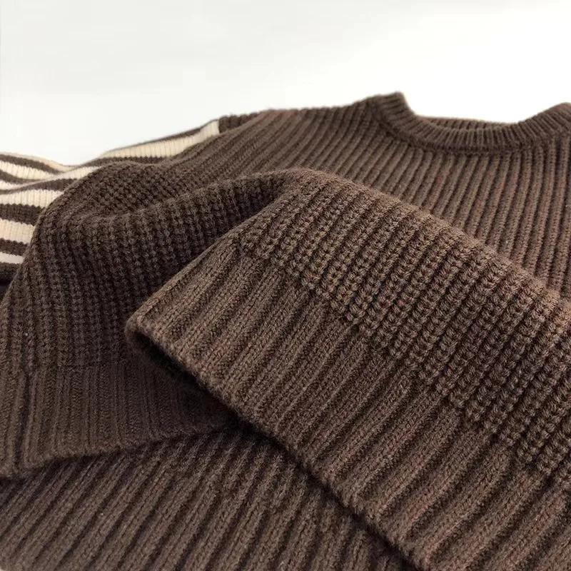 High Fashion children's customized striped sweaters Contrast sweaters for boys Unisex computer knitted sweaters for kids