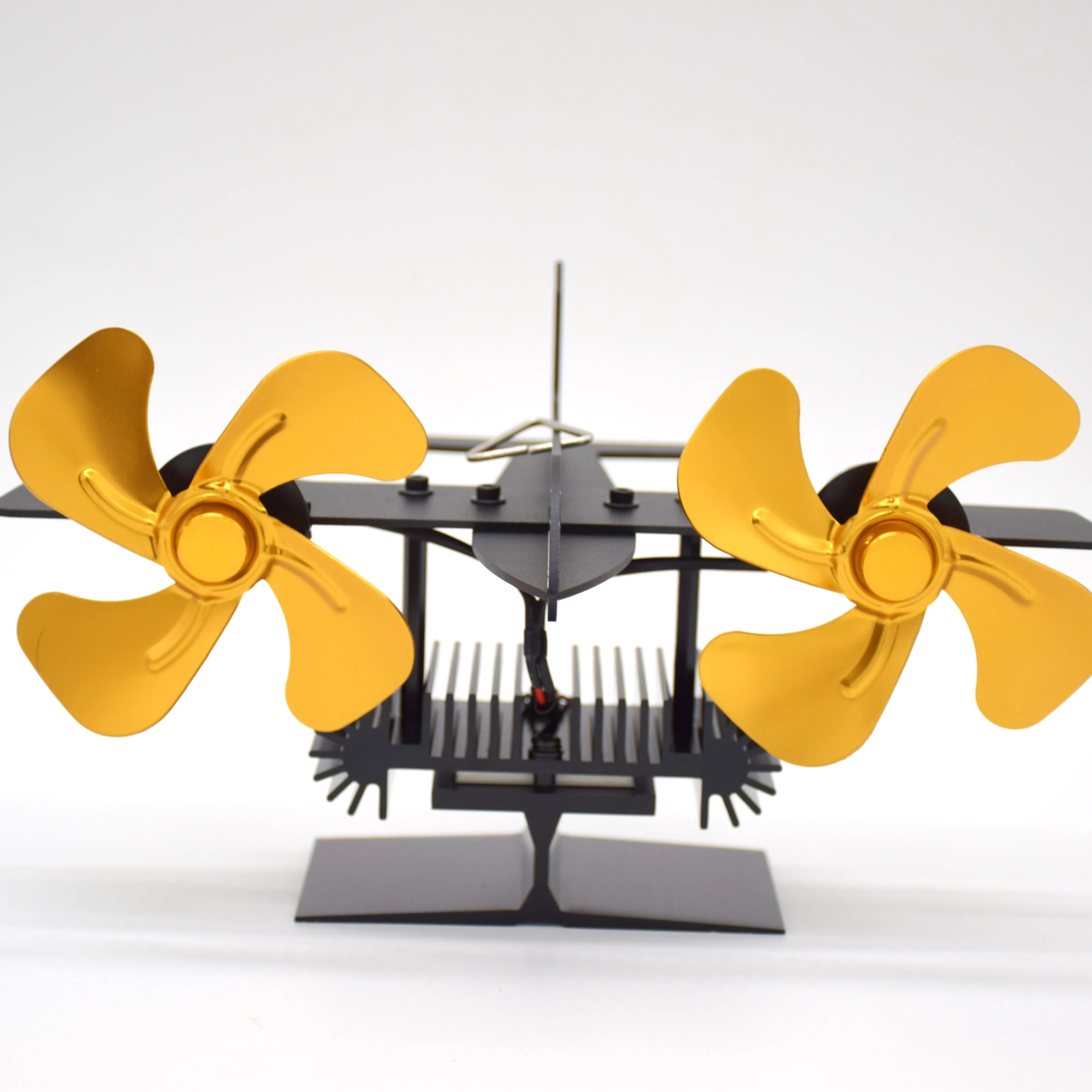 Factory Selling Black 4 Blade Fireplace Fan Portable Heat Powered Air Conditioner Fireplace Flue Exhaust Fan