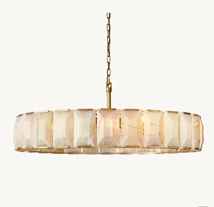 Round Big chandelier Marble Chandelier New Style CCT Dimmable Remote control fixture size and color as required