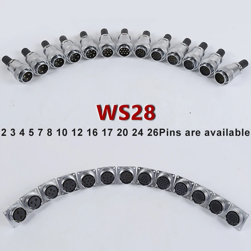 2pin WS28 male plug and female square socket  signal Automotive Electrical Aviation power connector  Adapter M28