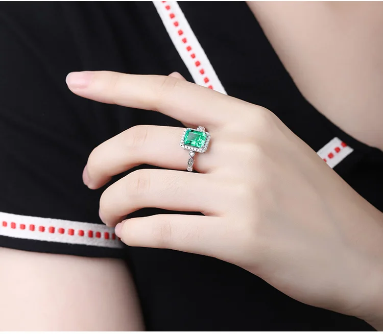 Vintage 3ct Solid White Gold Ring 9K 14K 18K Emerald Cut Rings Lab Grown Emerald Unisex Ring Jewelry Christmas Gift Idea