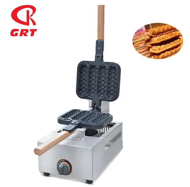 GRT-SX1 Commercial Gas Hot Dog Waffle Maker 4 Sticks Cone Waffle Maker