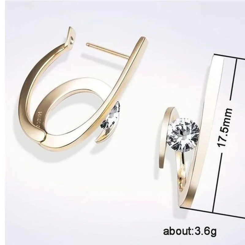 Fashion Round Cut  Lab-created Topaz Stud Earrings Wave Ring Engagement Wedding Earring Jewelry