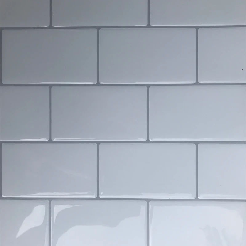 White Vinyl Sticker Self Adhesive Wallpaper 3D Peel and Stick Backsplash Wall Tiles for Kitchen