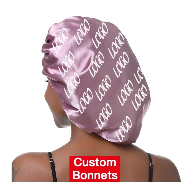 Оптовая продажа, оптовые поставщики, женская шапочка для сна с длинным ворсом, большая двухслойная шелковая Атласная шапочка
