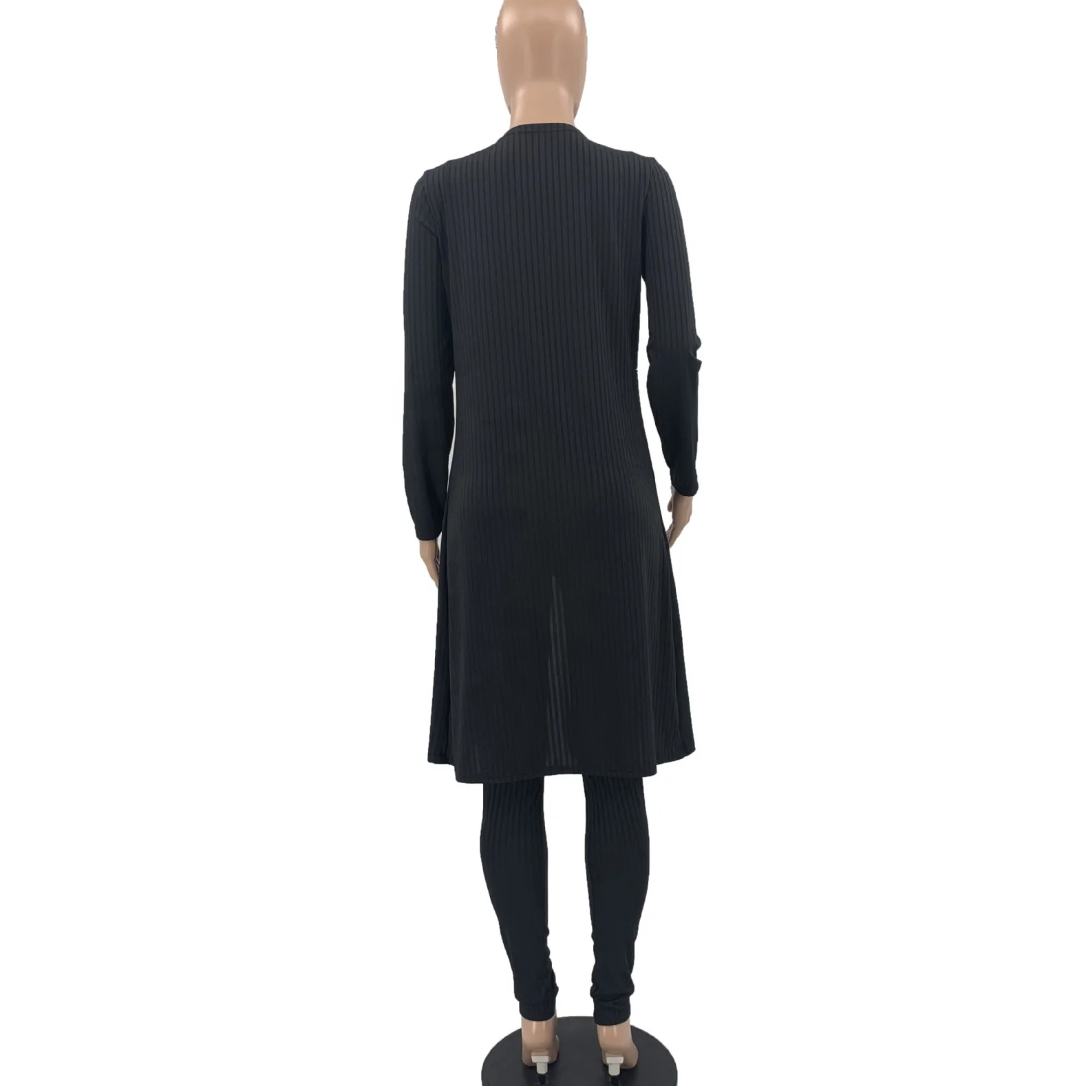 Fall Casual Clothing Sexy Crop Top Legging Pants Long Cardigan Coat Ribbed Lounge Wear 3 Piece Set Women