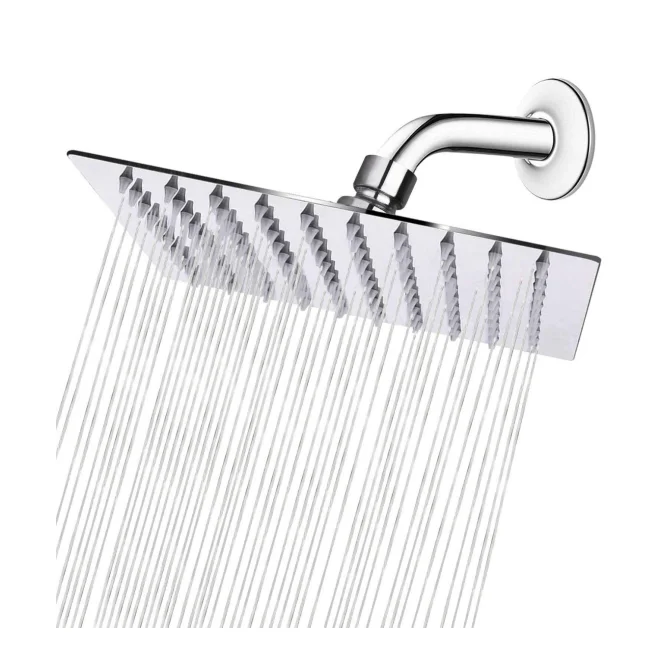 High Pressure Rainfall High Flow Stainless Steel 8 Inch Square Pressure Boosting Design Awesome Shower Head Chrome